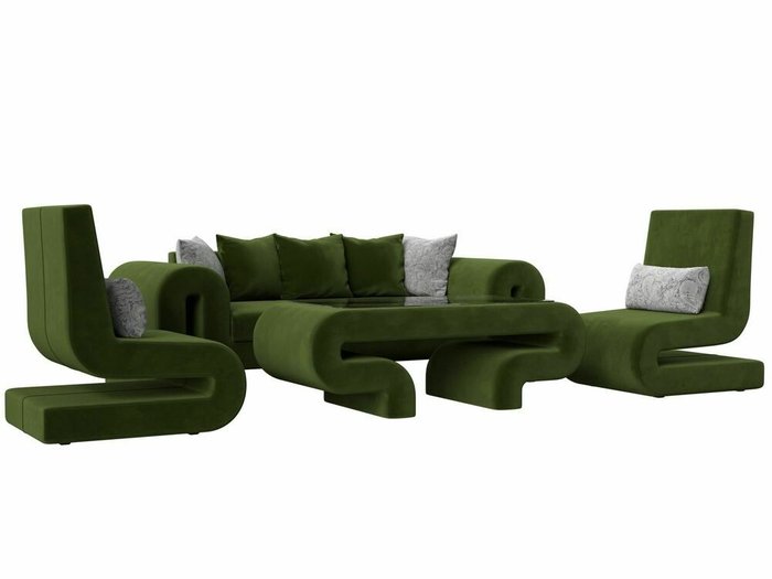Набор мягкой мебели Волна 2 зеленого цвета