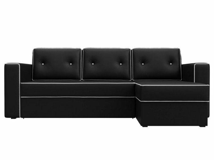 Угловой диван-кровать Принстон черного цвета (экокожа) правый угол - купить Угловые диваны по цене 48999.0