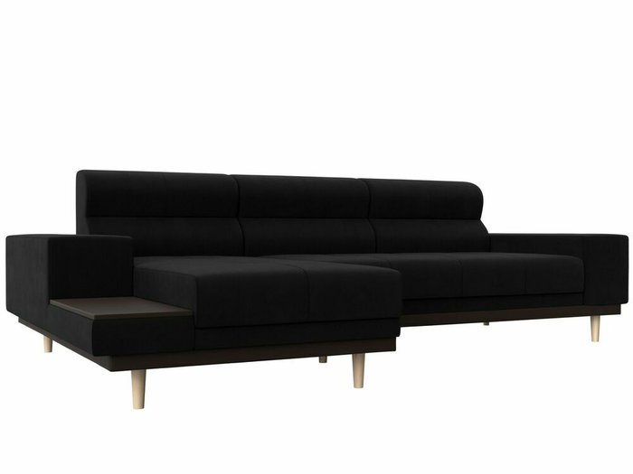 Угловой диван-кровать Леонардо черного цвета левый угол