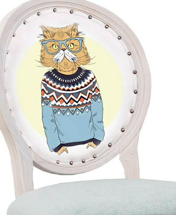 Стул Рыжий кот с сидением голубого цвета - лучшие Обеденные стулья в INMYROOM