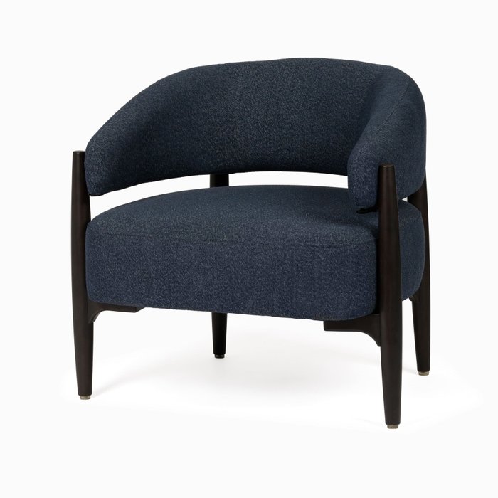 Mellosa Мягкое интерьерное кресло, ткань SD661-12, синий/коричневый, 75×66×71 см, эргономичный дизайн