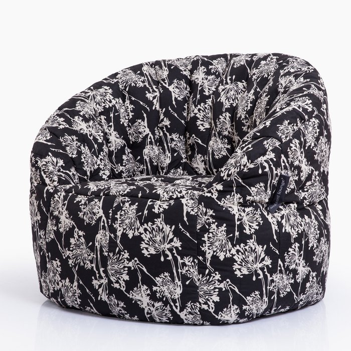 Дизайнерское кресло Ambient Lounge Butterfly Sofa - NightBloom (черное с белой текстурой)