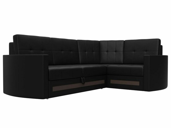 Угловой диван-кровать Белла черного цвета (экокожа) правый угол - лучшие Угловые диваны в INMYROOM