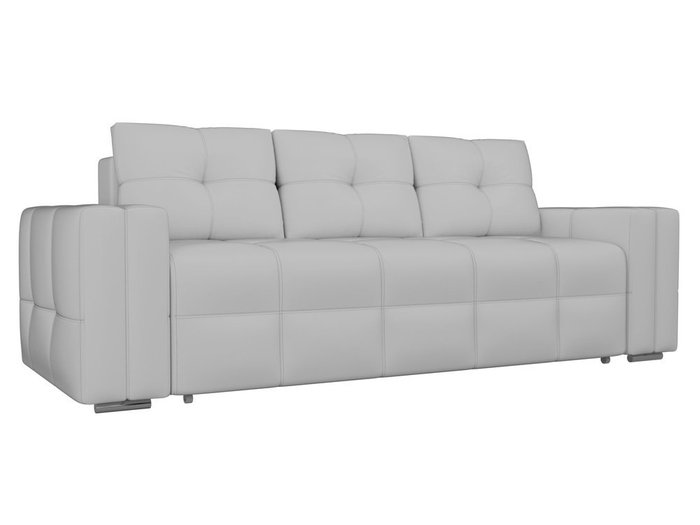 Прямой диван-кровать Леос белого цвета (экокожа)