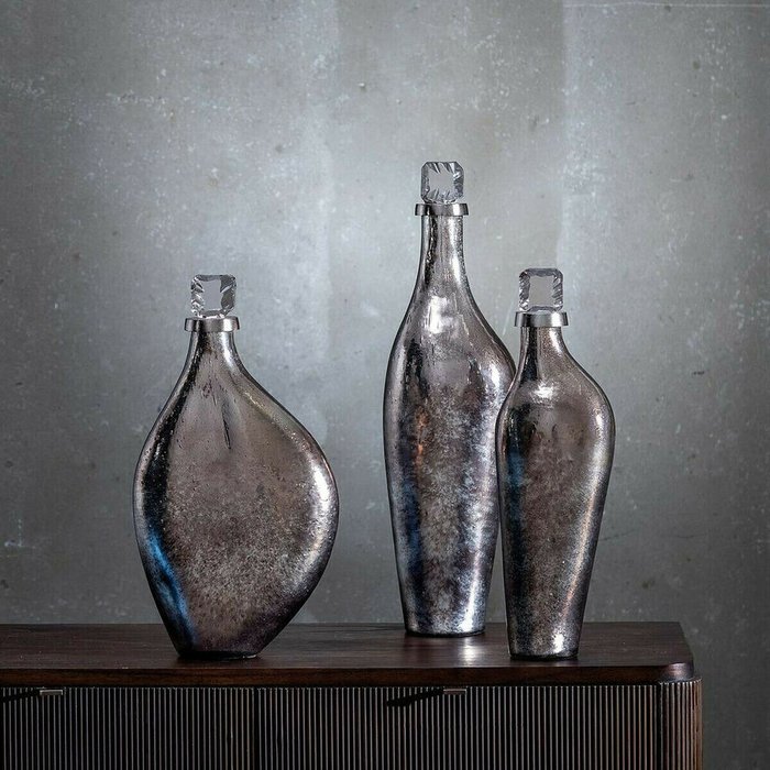 бутылка Серебристый Алюминий Стеклянный 15 x 13 x 54 cm Декоративный - купить Фигуры и статуэтки по цене 10427.0