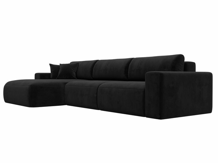 Угловой диван-кровать Лига 036 Классик Лонг черного цвета левый угол - лучшие Угловые диваны в INMYROOM