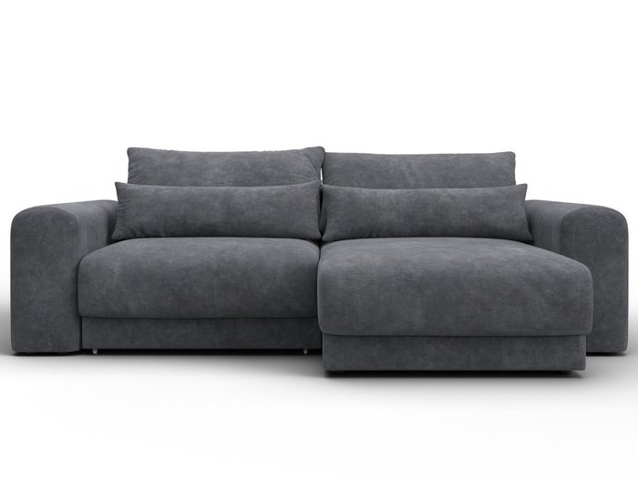 Угловой диван-кровать Лига-056 в обивке из велюра темно-серого цвета - купить Угловые диваны по цене 96990 Угловой диван-кровать Лига-056 в обивке из велюра темно-серого цвета - купить Угловые диваны по цене 96990