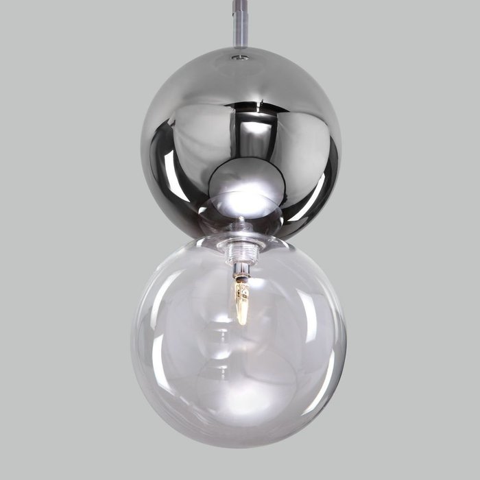 Подвесной светильник со стеклянным плафоном 50091/1 хром/дымчатый Selisa - лучшие Подвесные светильники в INMYROOM