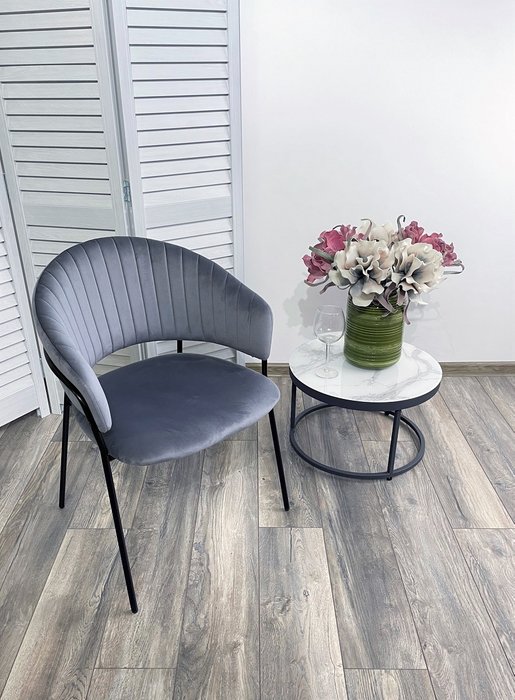 Стул с подлокотниками Гемма серого цвета - купить Обеденные стулья по цене 7155.0