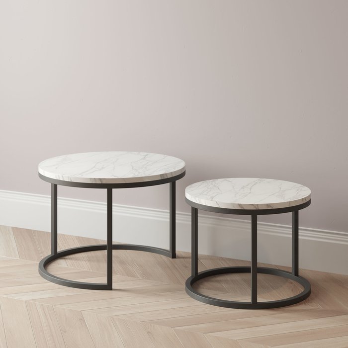 Комплект журнальных столиков Sirena с мраморными светлой столешницами  - лучшие Кофейные столики в INMYROOM