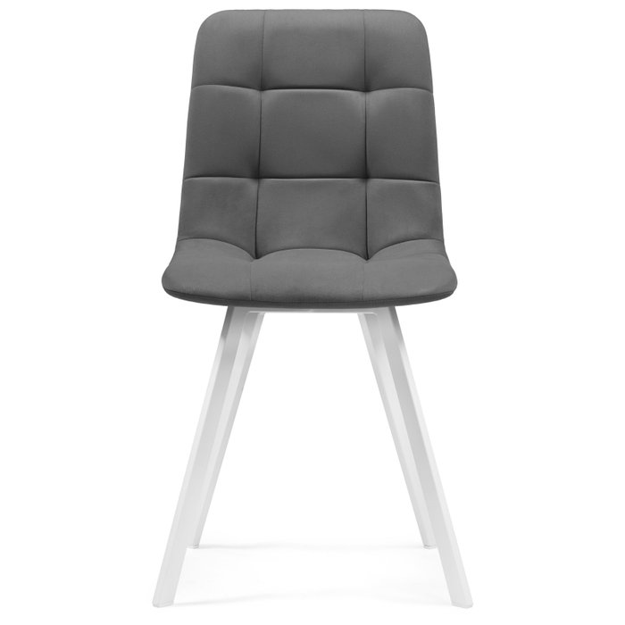 Стул Чилли темно-серого цвета на белых ножках - купить Обеденные стулья по цене 4190.0