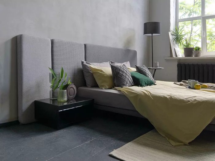 Кровать Licata 90х200 композиция 3 серого цвета - купить Кровати для спальни по цене 52020.0