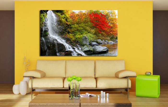 Декоративная картина на холсте: Осенний водопад - купить Картины по цене 2990.0