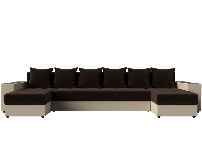 Уловой диван-кровать Дубай коричневого цвета (ткань\экокожа) - купить Угловые диваны по цене 75999.0