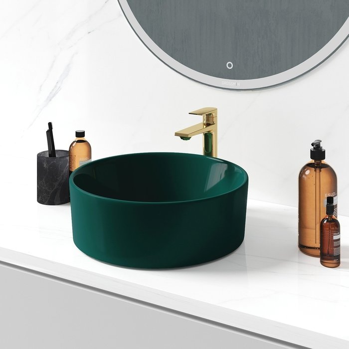 Раковина накладная Grossman зеленого цвета круглая 40 см - купить Раковины для ванной комнаты по цене 10062.0