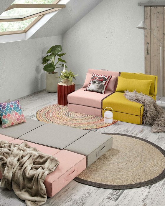 Пуф-кровать Julia Grup Arty розового цвета - купить Интерьерные кресла по цене 81990.0