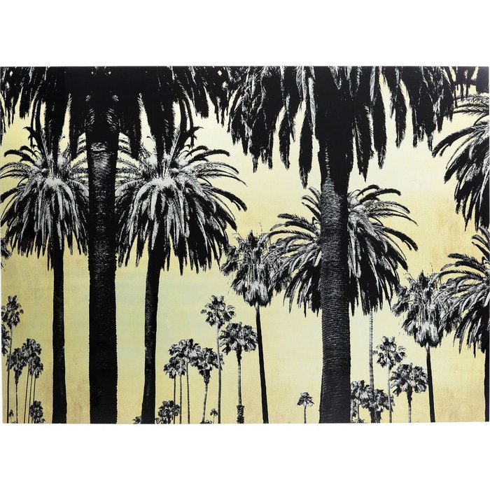 Картина Palms 180х120 черно-желтого цвета
