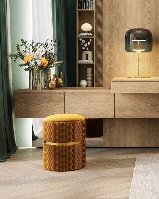 Пуф Джесси горчичного цвета с ящиком  - лучшие Пуфы в INMYROOM