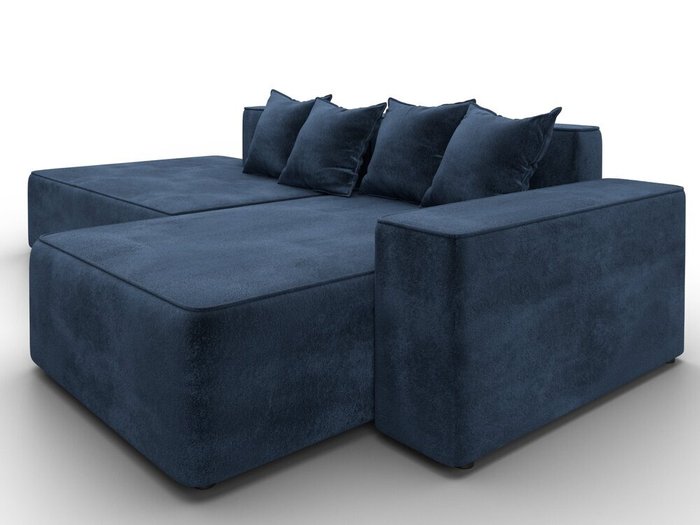 Угловой диван-кровать Лига-079 синего цвета правый - лучшие Угловые диваны в INMYROOM