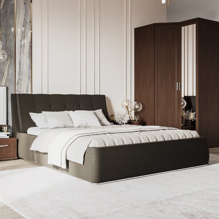 Кровать Гесиона 180х200 коричневого цвета с подъемным механизмом 