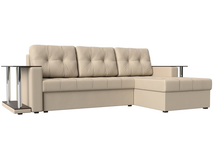 Угловой диван-кровать Даллас бежевого цвета (экокожа)