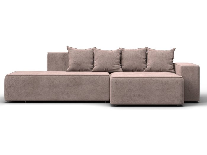 Угловой диван-кровать Лига-079 бежевого цвета правый