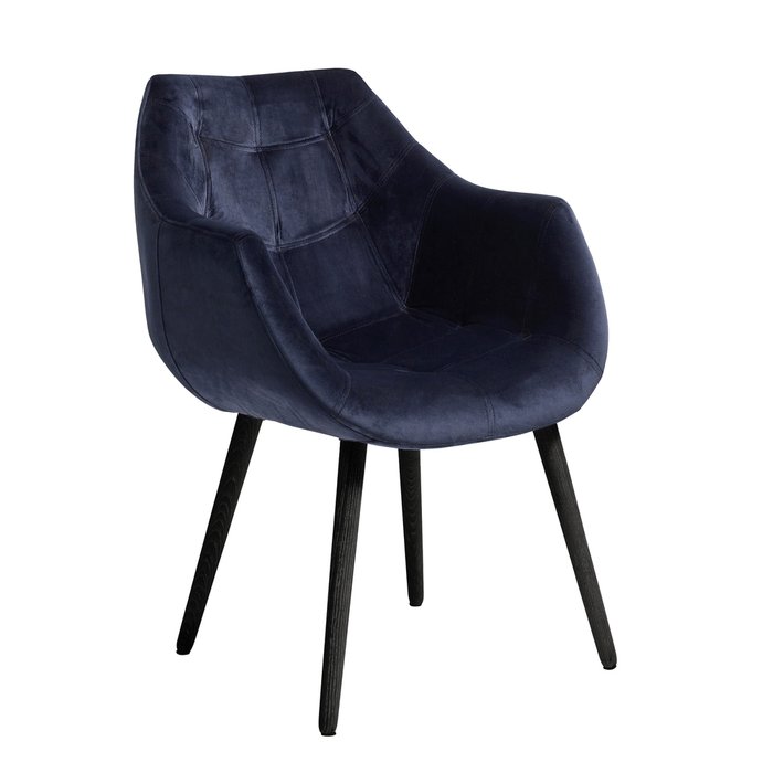 Обеденный стул с подлокотниками темно-синего цвета