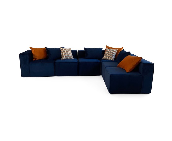 Угловой модульный диван Комби синего цвета