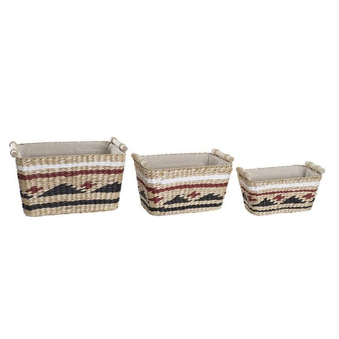 Набор корзин DKD Home Decor полиэстер Колониальный волокно (39 x 27 x 24 cm) Набор корзин DKD Home Decor полиэстер Колониальный волокно (39 x 27 x 24 cm)