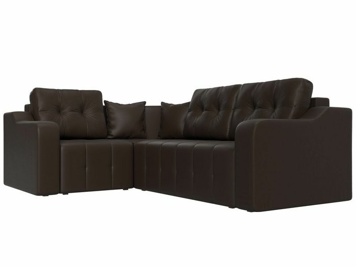 Угловой диван-кровать Кембридж коричневого цвета (экокожа) левый угол - лучшие Угловые диваны в INMYROOM