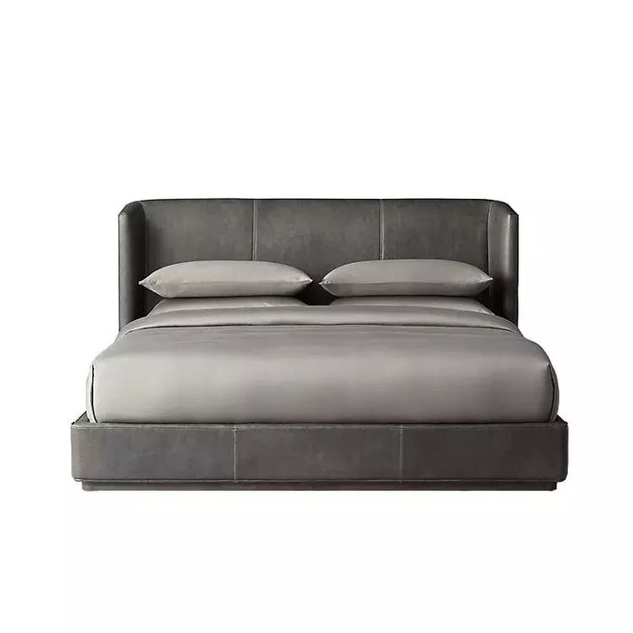Кровать Alessia Leather 180x200 серого цвета