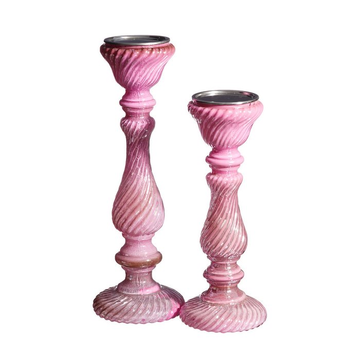 Стеклянный подсвечник розового цвета - купить Подсвечники по цене 2220.0