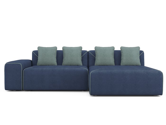 Угловой раскладной диван Portu правый синего цвета