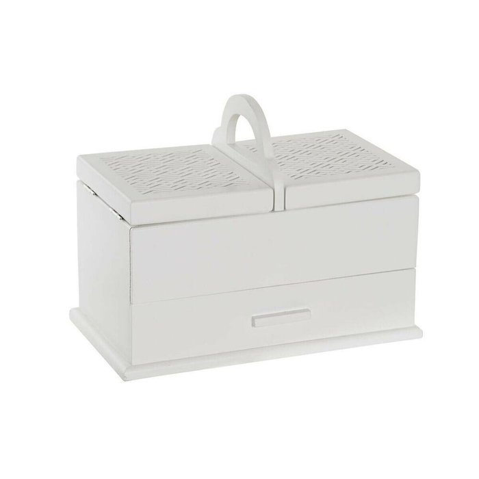 Шкатулка 16 x 17 x 28 cm Белый Светло Pозовый Деревянный MDF