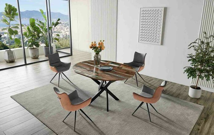 Раскладной обеденный стол Charly черно-коричневого цвета - лучшие Обеденные столы в INMYROOM
