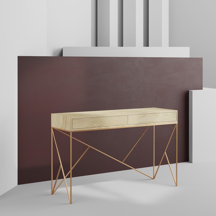 Консоль с ящиками Prince line box gold светлый дуб Консоль с ящиками Prince line box gold светлый дуб