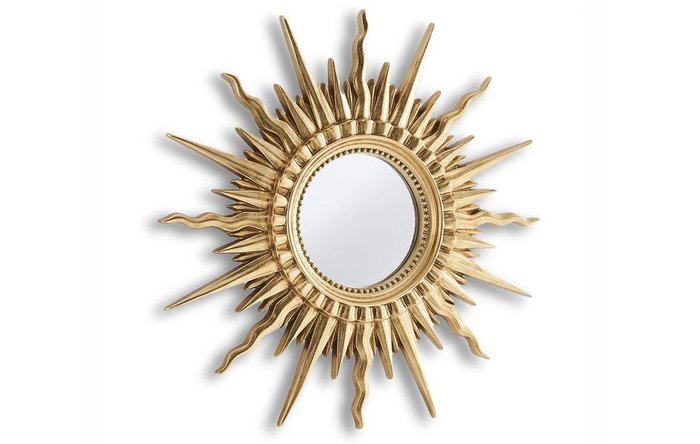 Настенное зеркало Sun в раме золотого цвета - лучшие Настенные зеркала в INMYROOM