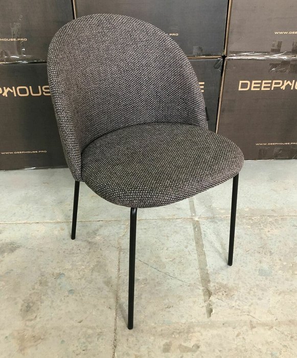 Стул Дижон серо-бежевого цвета на черных ножках - лучшие Обеденные стулья в INMYROOM