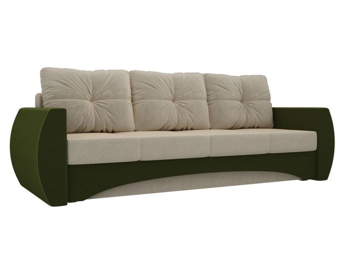 Прямой диван-кровать Сатурн бежево-зеленого цвета