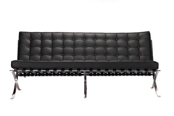 Диван "Barcelona Sofa" Черная Экокожа - купить Прямые диваны по цене 143000.0