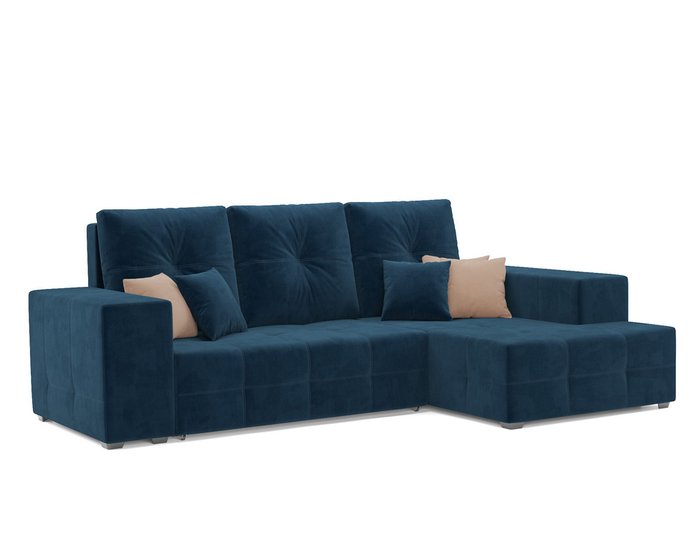 Угловой диван-кровать Монреаль темно-синего цвета правый угол