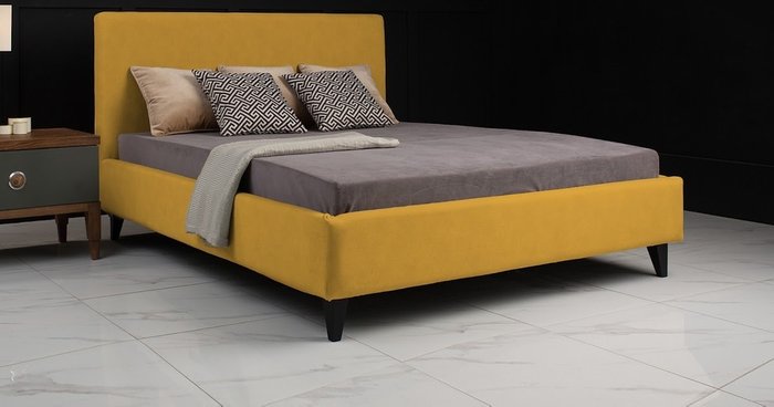 Кровать с подъемным механизмом Roxy-2 160х200 горчичного цвета - купить Кровати для спальни по цене 76000.0