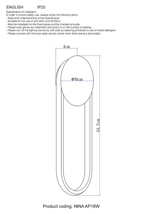 Настенный светильник NINA AP18W LED BRASS (акрил, цвет белый) - купить Бра и настенные светильники по цене 5500