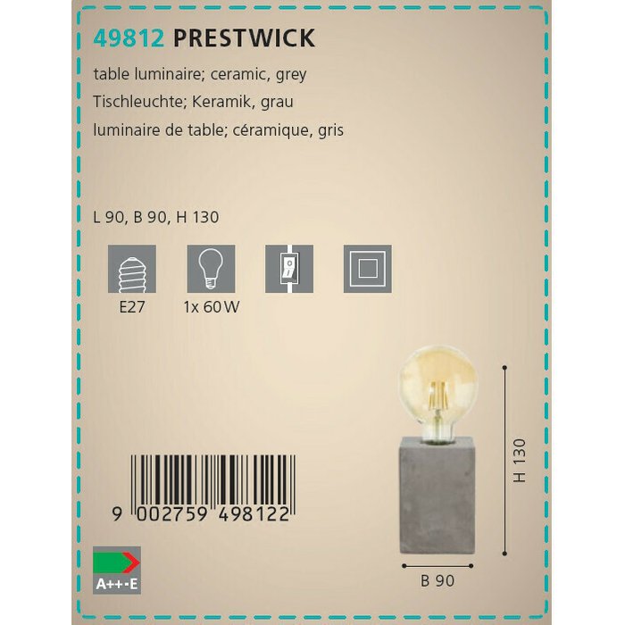 Лампа настольная Eglo Prestwick 49812 - лучшие Настольные лампы в INMYROOM