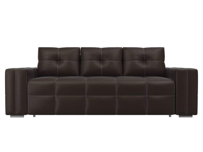 Прямой диван-кровать Леос коричневого цвета (экокожа) - купить Прямые диваны по цене 36290.0