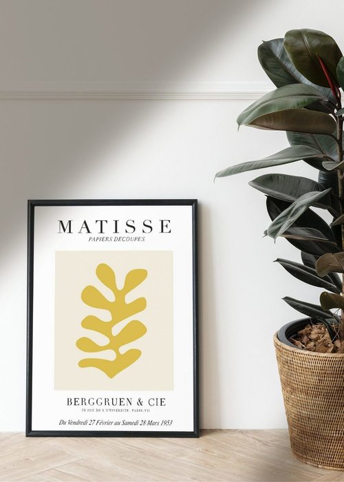 Постер Matisse Papiers Decoupes Yellow 50х70 в раме черного цвета  - купить Принты по цене 7500.0