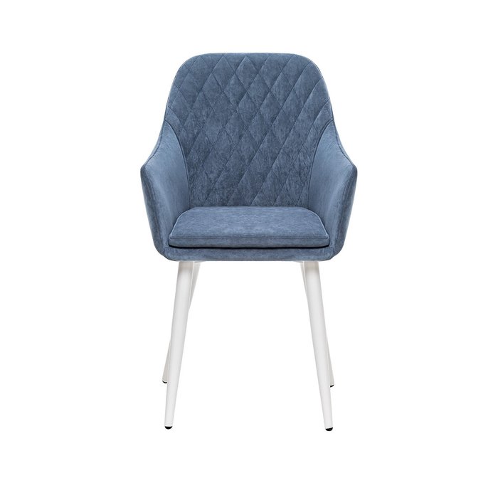 Стул с подлокотниками Слим синего цвета с белыми ножками - купить Обеденные стулья по цене 10280.0