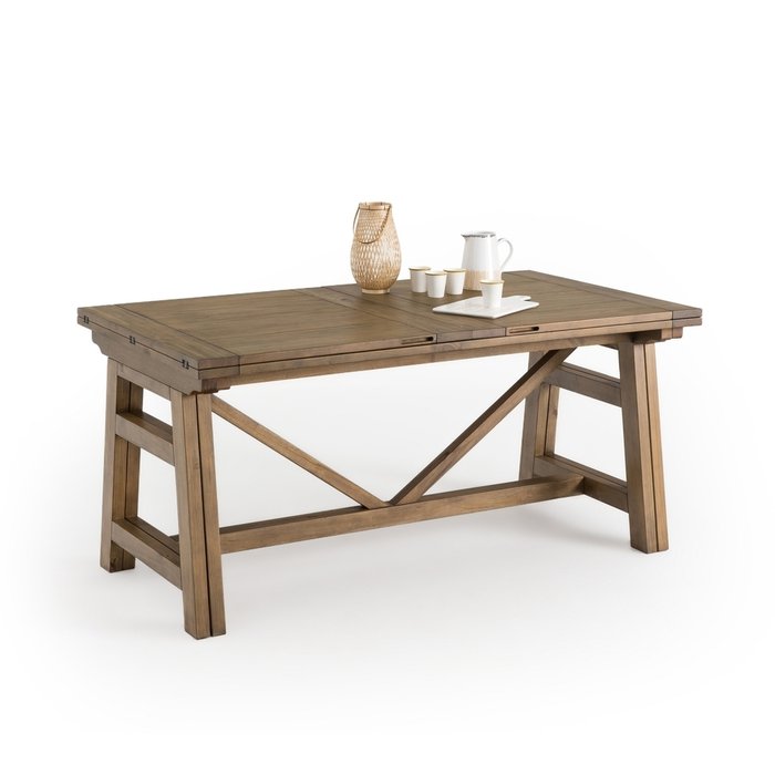 Обеденный стол раскладной из массива сосны Wabi коричневого цвета - купить Обеденные столы по цене 118189.0
