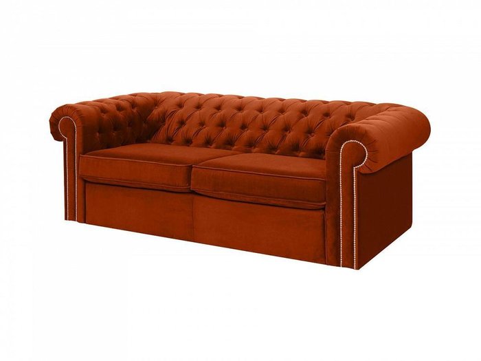 Диван-кровать Chesterfield терракотового цвета - купить Прямые диваны по цене 132930.0