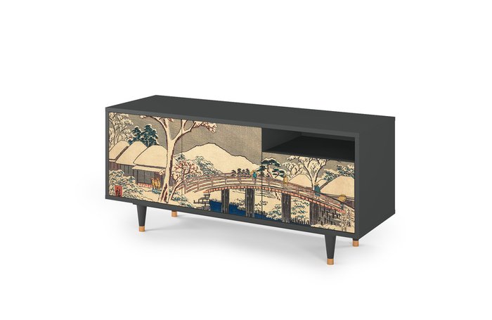 Тумба под TV T7 Katabira River by Utagawa Hiroshige с корпусом графитового цвета  - купить Тумбы для ТВ по цене 33990.0